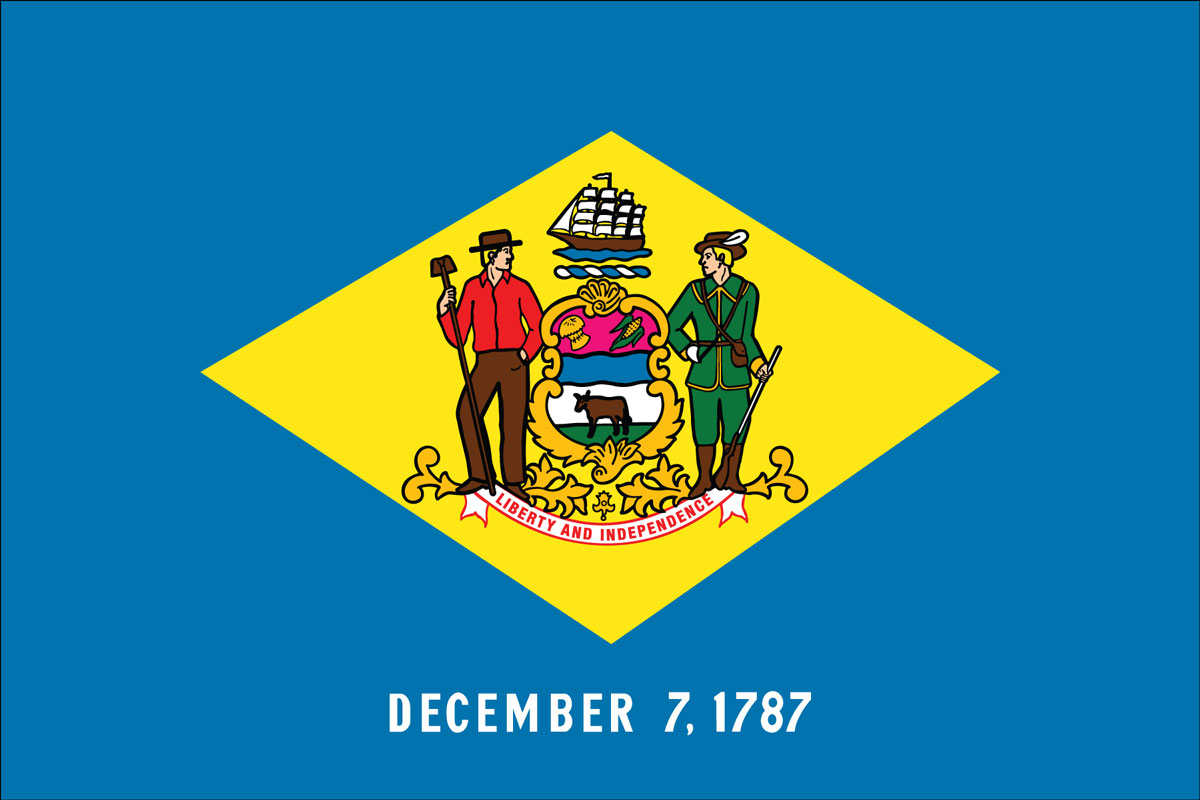 12x18" Nylon flag of State of Delaware